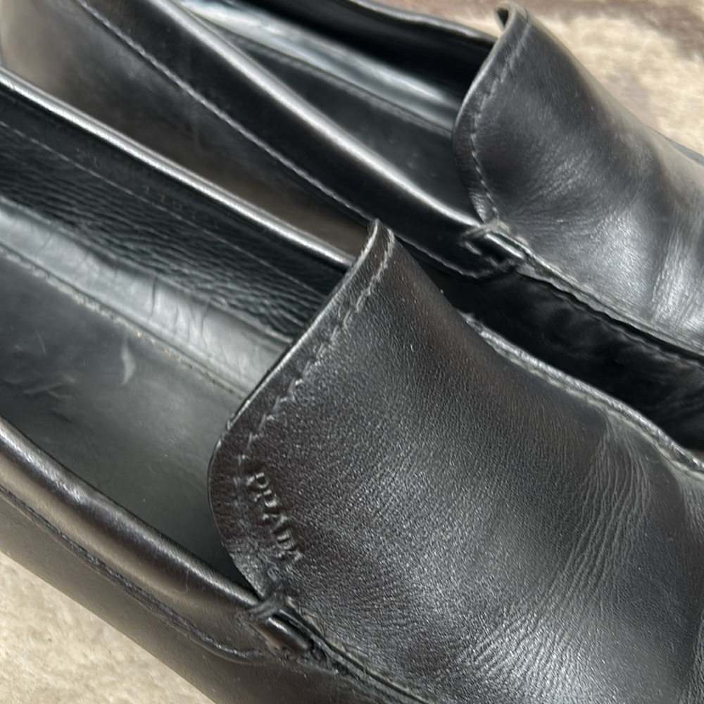 Prada Mens Black Leather Driving Loafers size 8 - Picture 4 of 6